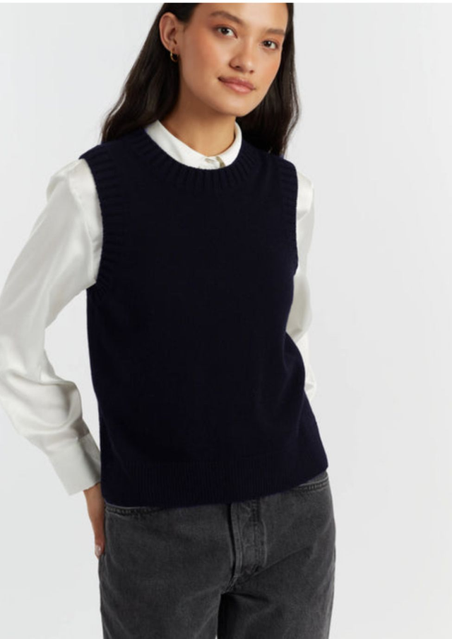 Navy Chinti &amp; Parker Wool/Cashmere Tank
