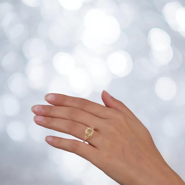 Beautiful Natural Brazilian Citrine Trilogy Ring.