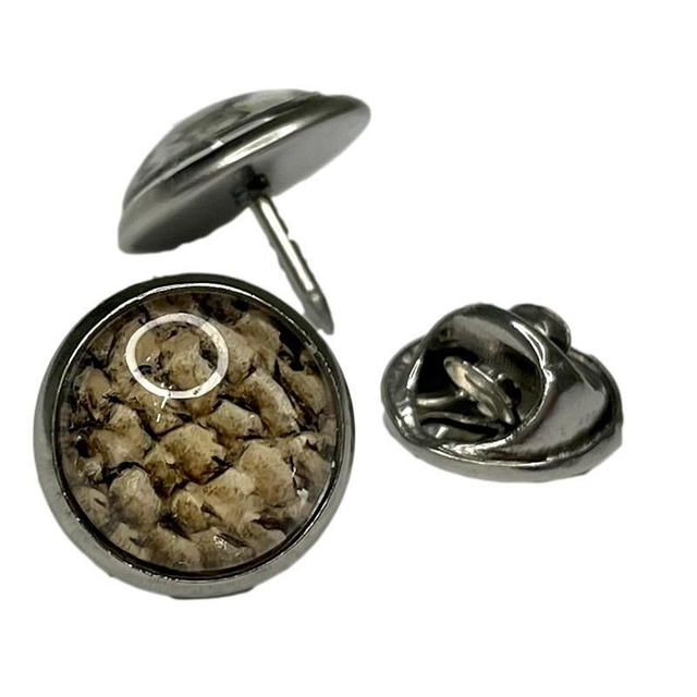 Cabochon Pin 12mm mit Zander-Leder braun