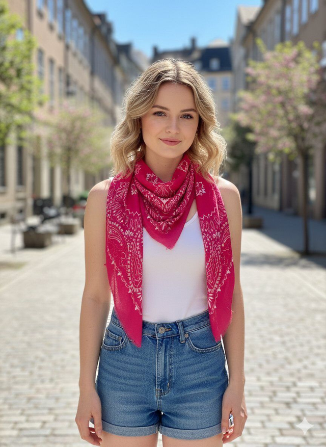 Foulard carré framboise