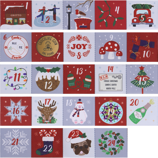 Ribbon: Printed: Advent Calendar: 1.73m x 73mm