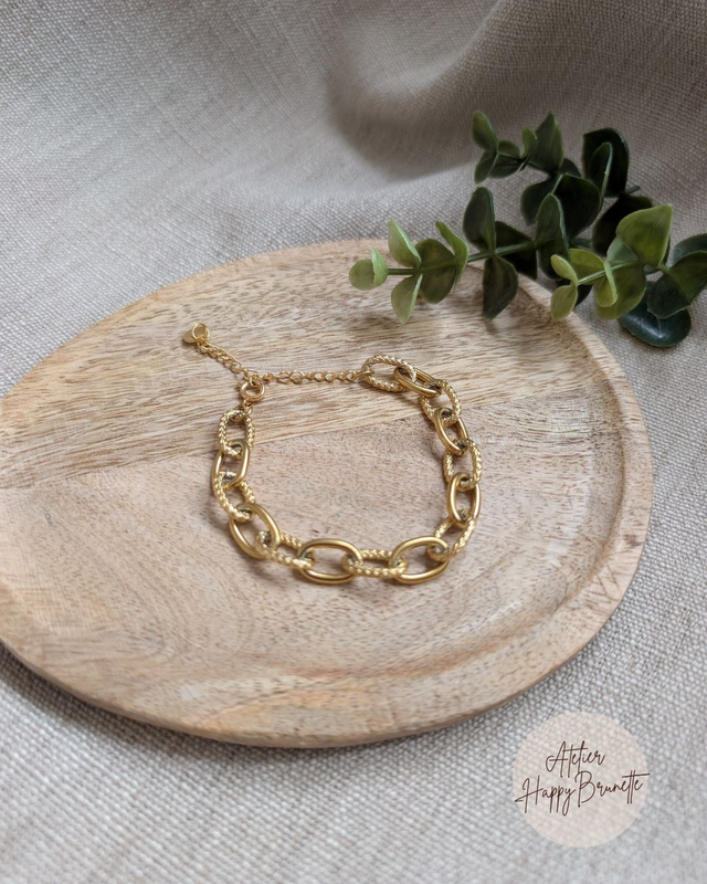 Bracelet Or - Chaine maille striée 