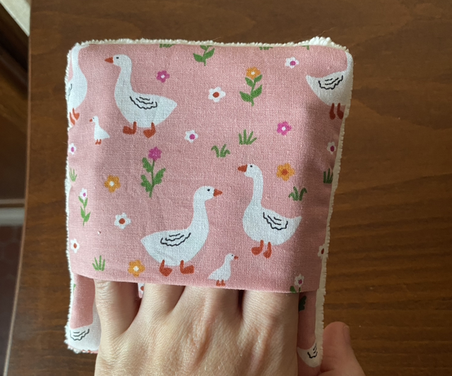 Débarbouillette oies rose