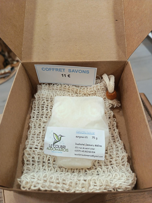 Coffret savon doux chouette et filet à savon