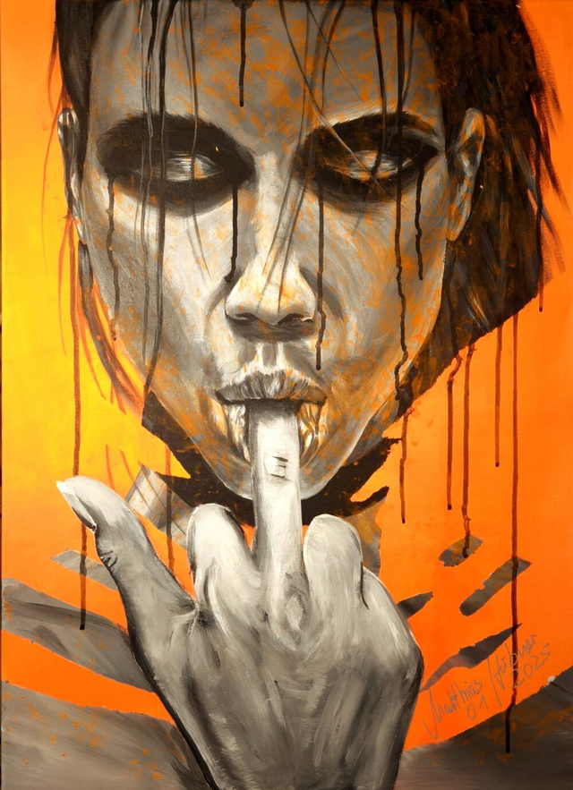 Gemälde "F... U..." - Unikat mit Neonfarben