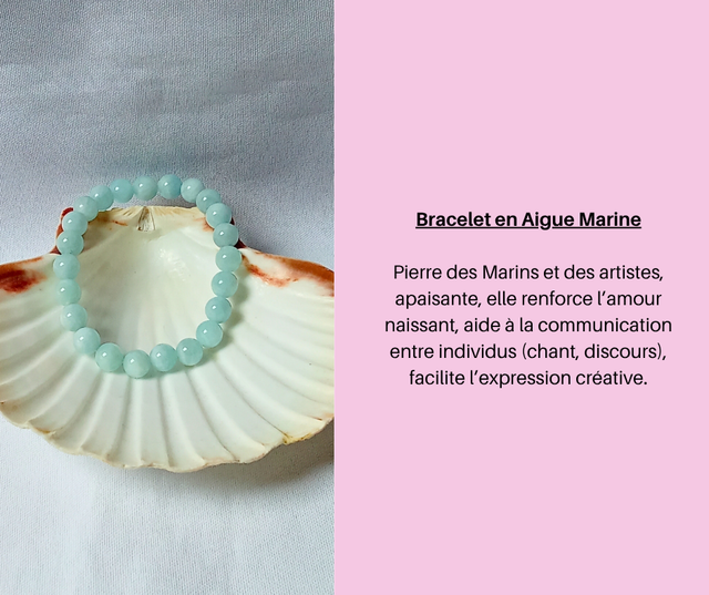 216- Bracelet en Aigue Marine- 8 mm