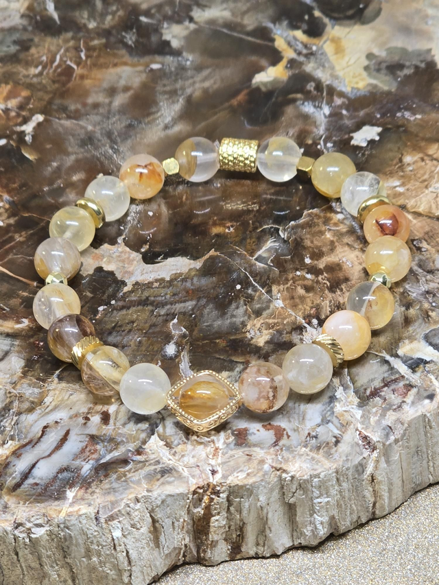 Bracelet Quartz Hématoïde jaune 0,8 cm 