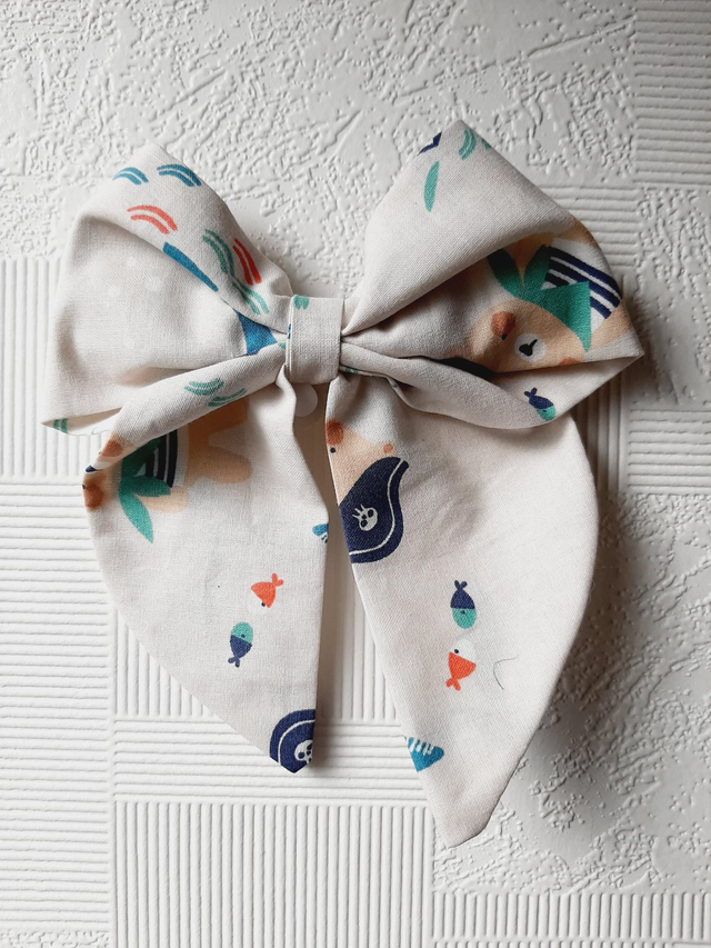 Barrette noeud &quot;Ourson pirate&quot;