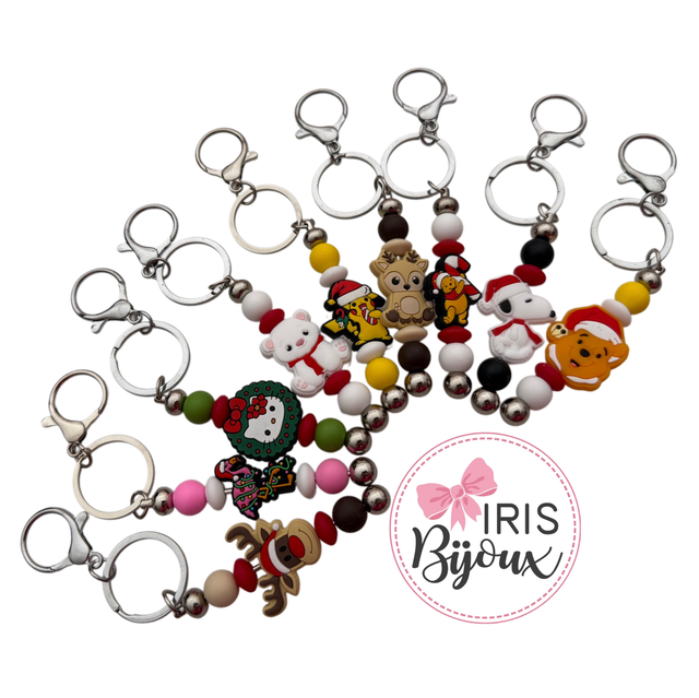 Portachiavi tema Natale in metallo e silicone 