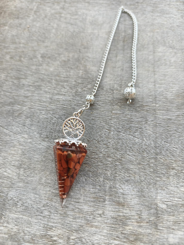 Pendule pépites de jaspe rouge