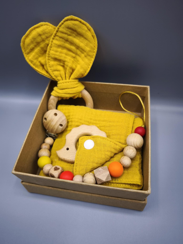 Conjunto Chupetero + Mordedor + Dou-Dou muselina