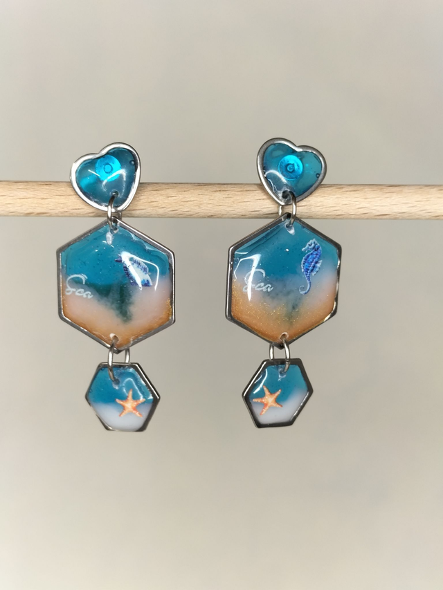 Boucles pendantes "Océan"