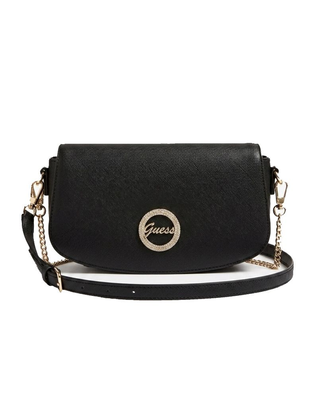 Guess Cartera Crossbody Negra con Cadena Dorada