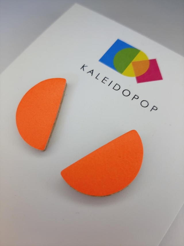SALE! Semi-circular stud earrings  - Orange