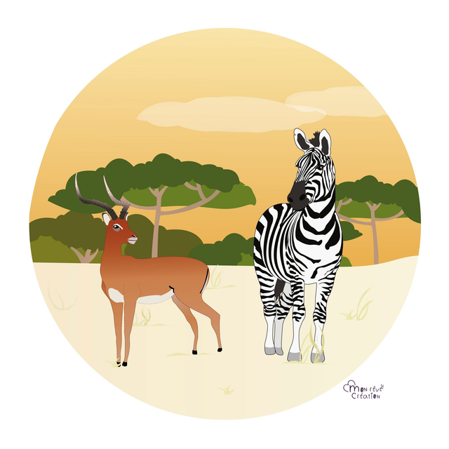 Affiche Savane Zèbre et Antilope