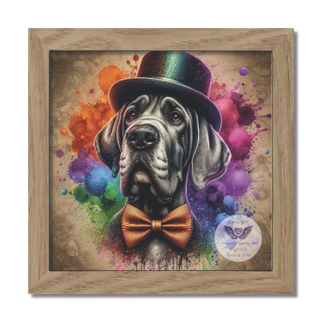 Artistic dog print in square frame (D06)