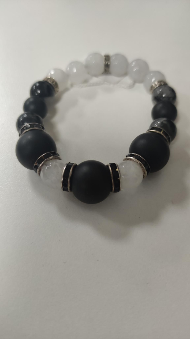 Bracelet Onyx et Quartz 