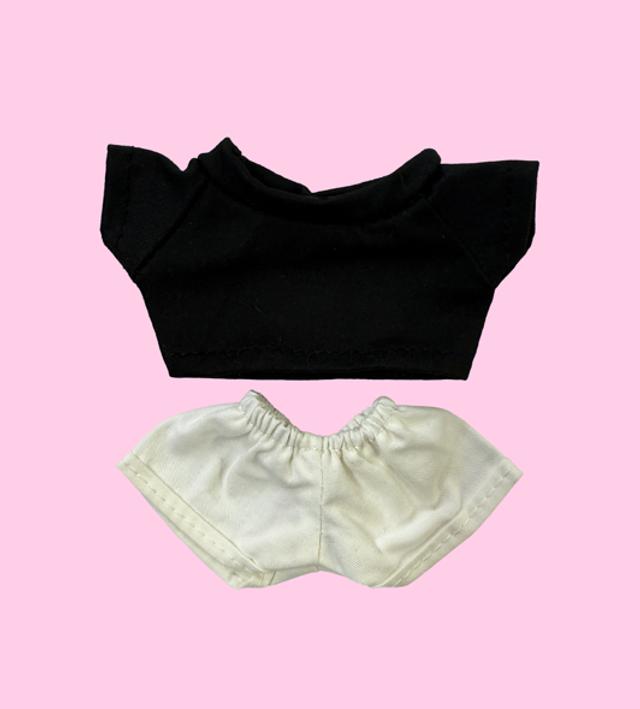 17cm Doll Costume (Black Top White Jean)