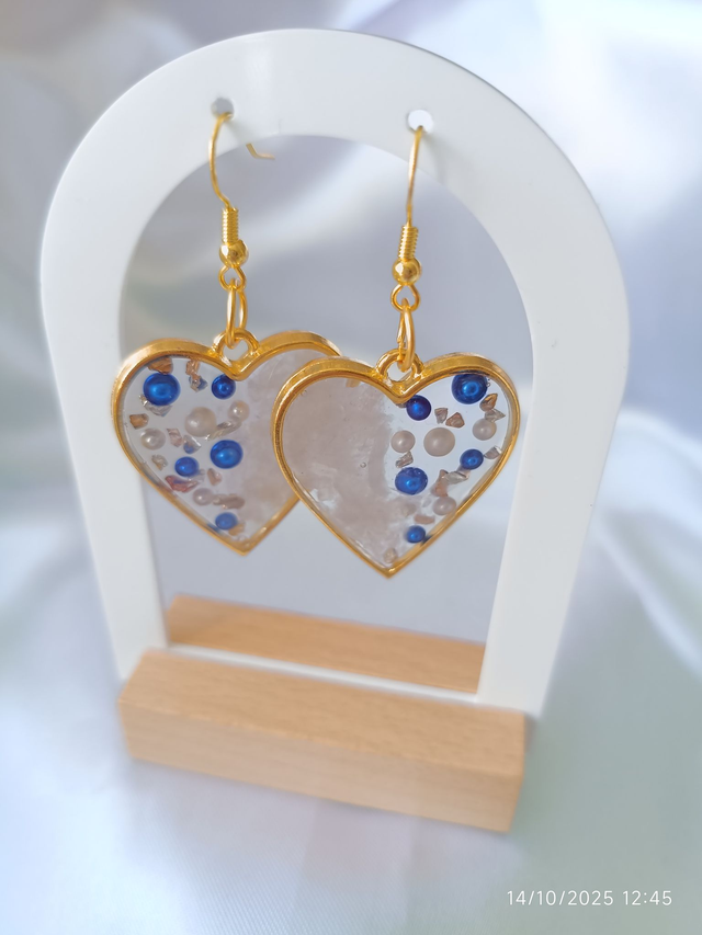 Boucle d&#039;oreille Cœur de Nacre Céleste 