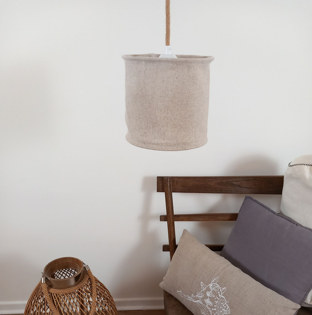 Abat-jour en chanvre naturel uni -suspension baladeuse (Ø20 cm)