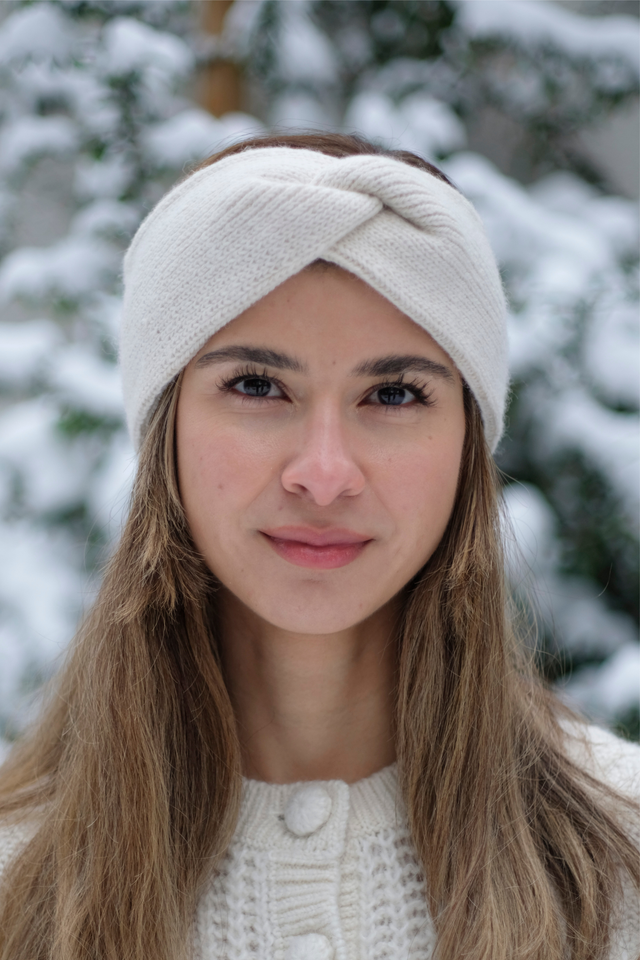 LINDA - Natural White - Alpaca Headband