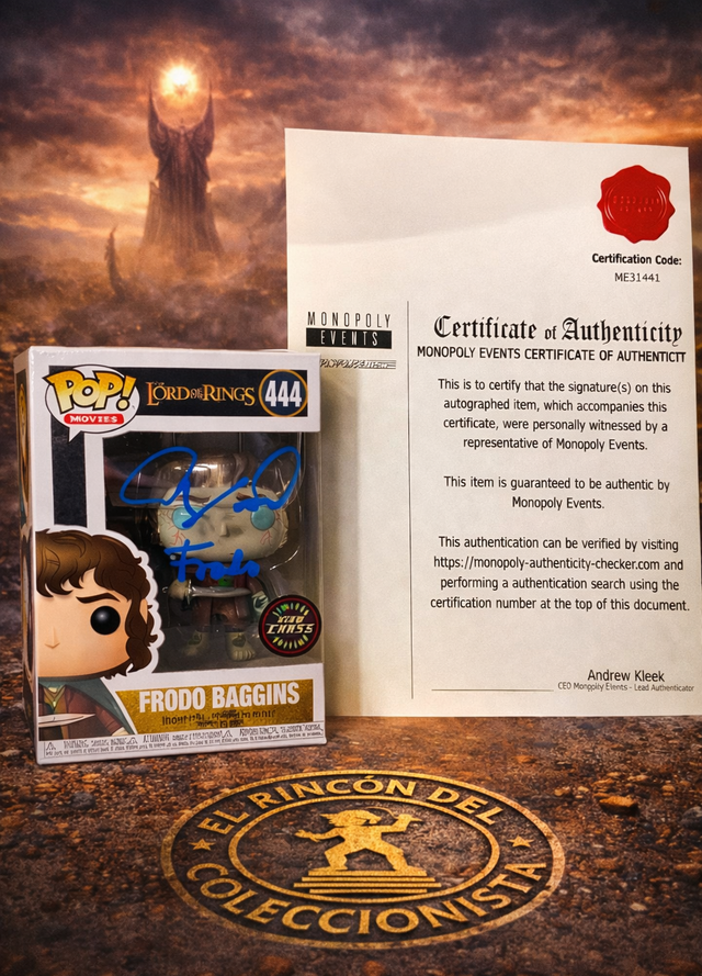 Funko Frodo #444 - ESDLA fimado Elijah Wood COA