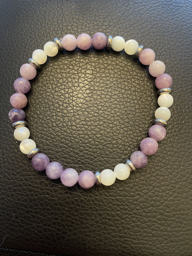 Bracelet Lépidolite et Nacre 6 mm