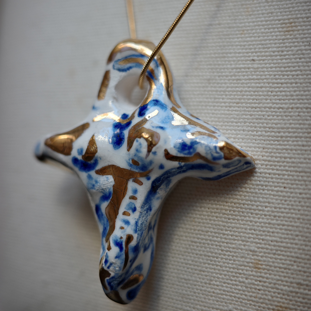 Ceramic jewellery BLUE and WHITE CROSS