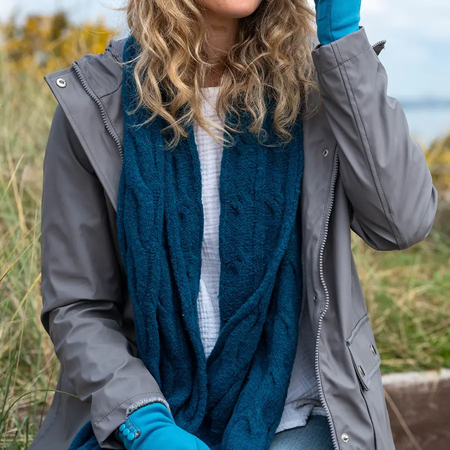 Deep Teal Cable Knit Scarf