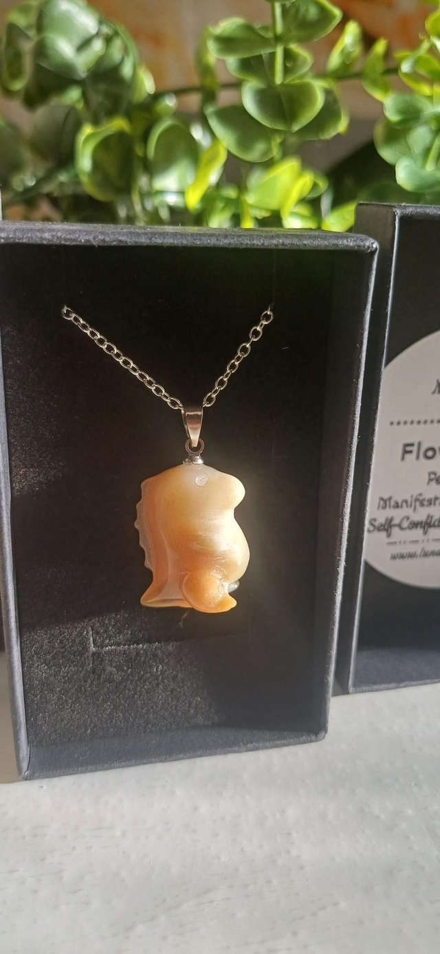 Flower Agate Dino Necklace #1