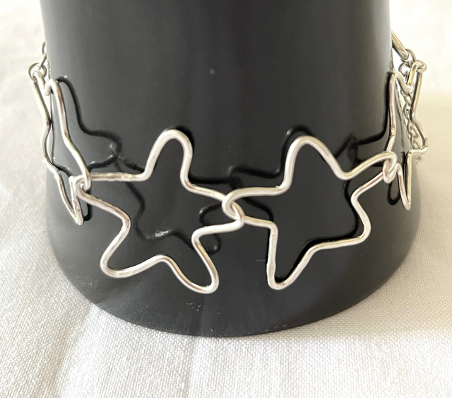 Sterling Silver Open Star Link Bracelet