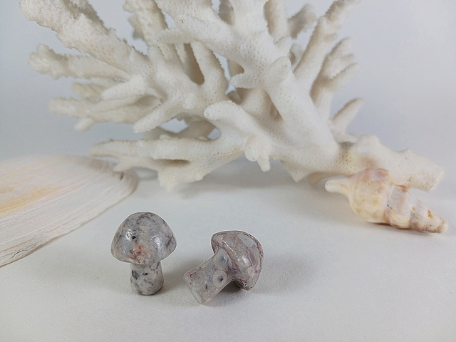 Champignon sculpté : agate fossile