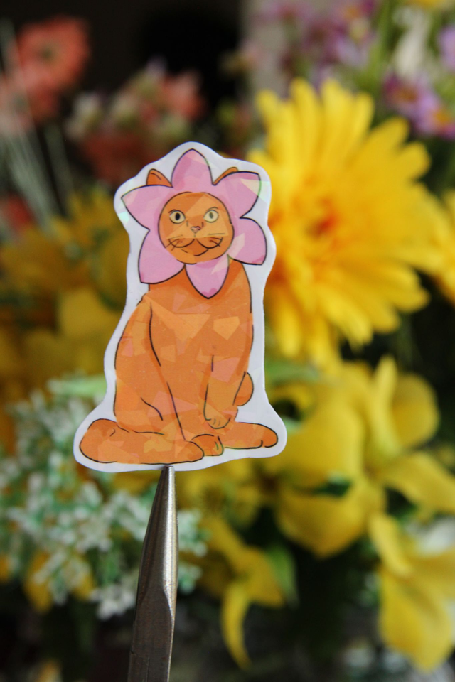 Sticker Chat fleurs 