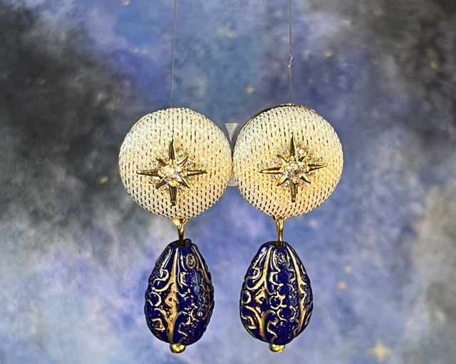 Mini Sidonie dorée avec perle bleue