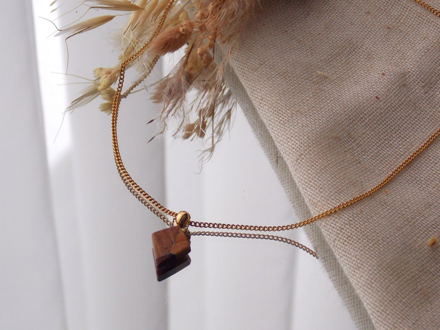 Collier losange boisé | Artisanat Isère