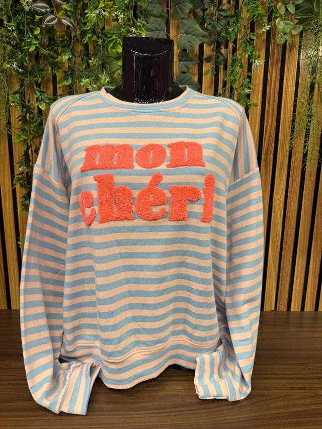 Sweater mon chéri - blauw/roze