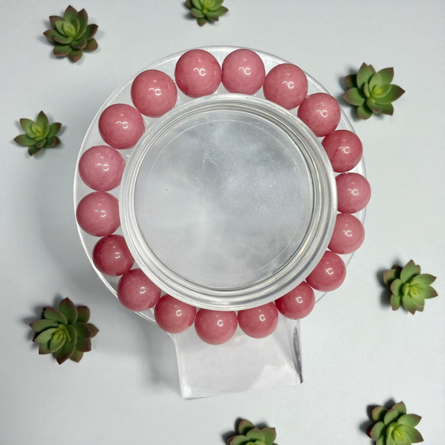 Pink Mashan jade stretch bracelet