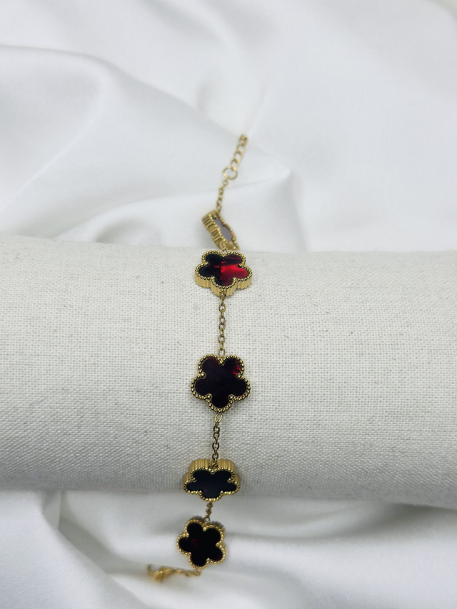 55-Bracelet fleur rouge 