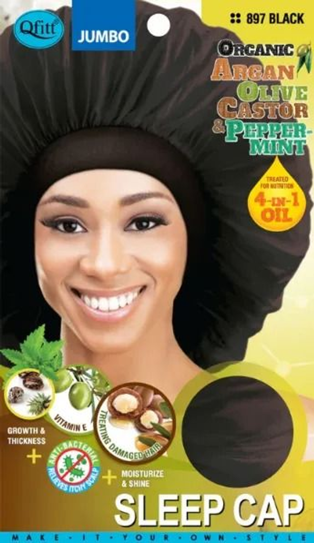  QFITT: ORG SLEEP CAP JUMBO - BLACK (897)