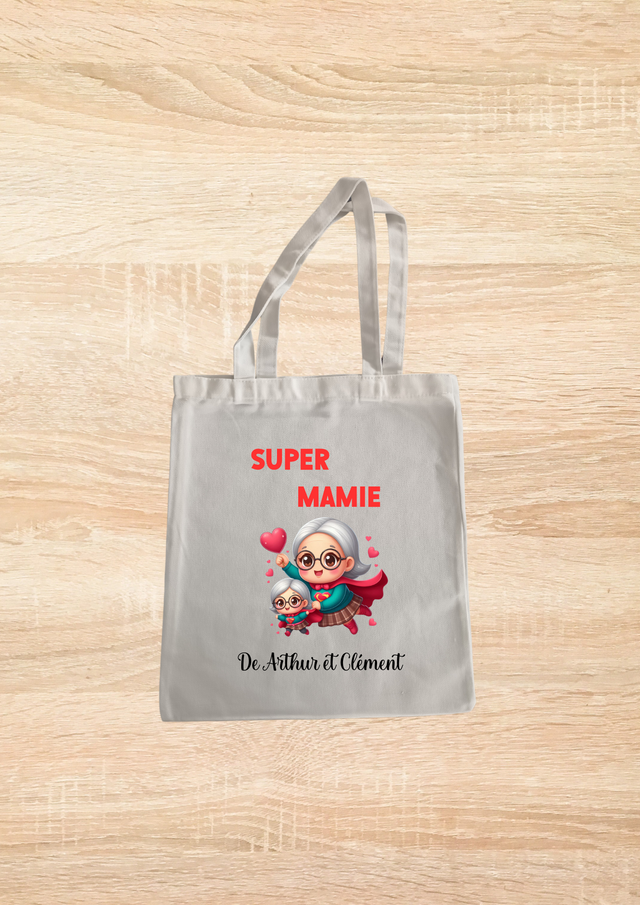 Sac fourre tout super mamie motif mamie héroïque 