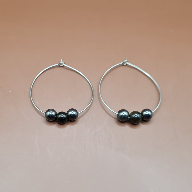 Créoles Hématite - obsidienne dorée