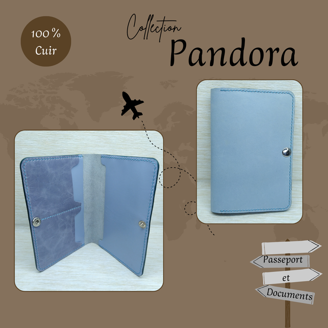 PANDORA portefeuille en cuir Bleu clair