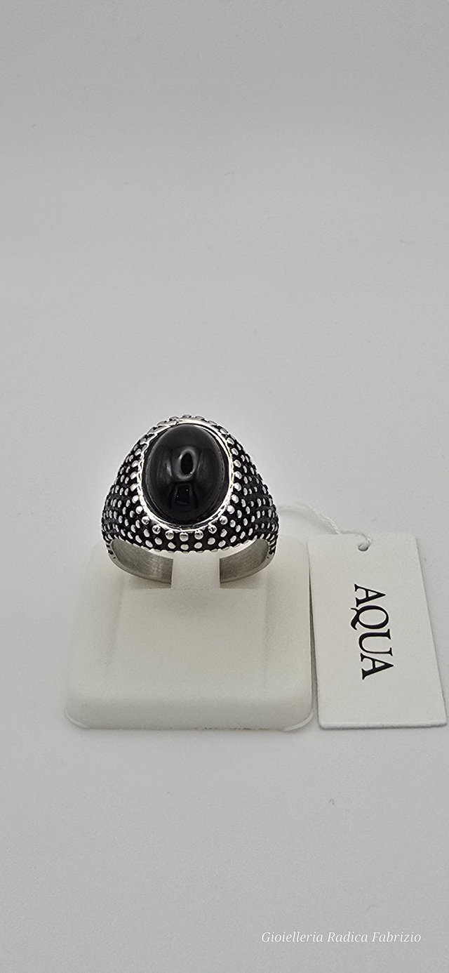 anello in acciaio e onice 
