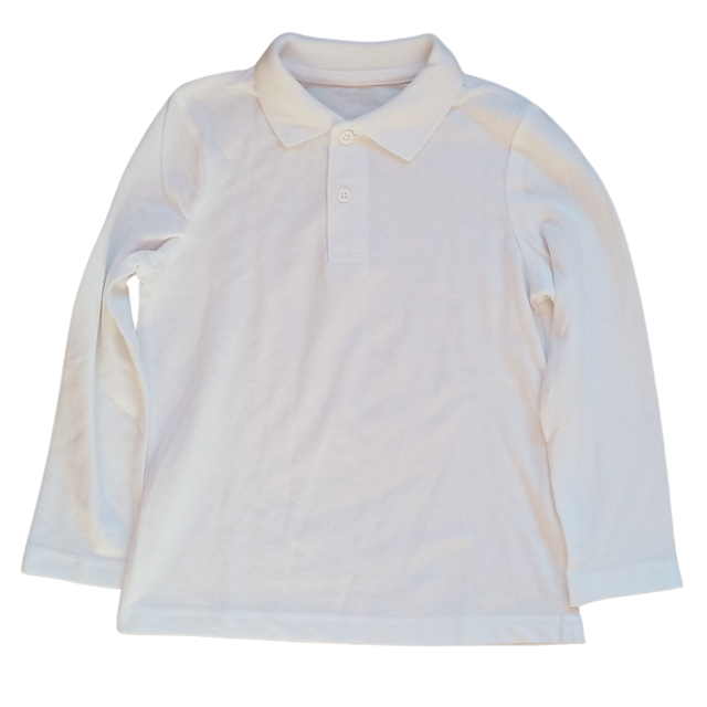 Polo shirt (long sleeve, white, plain collar)