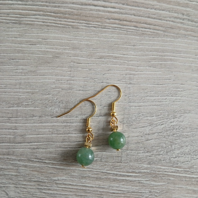 Dames oorbellen Aventurijn – goudkleurig RVS (1.327)