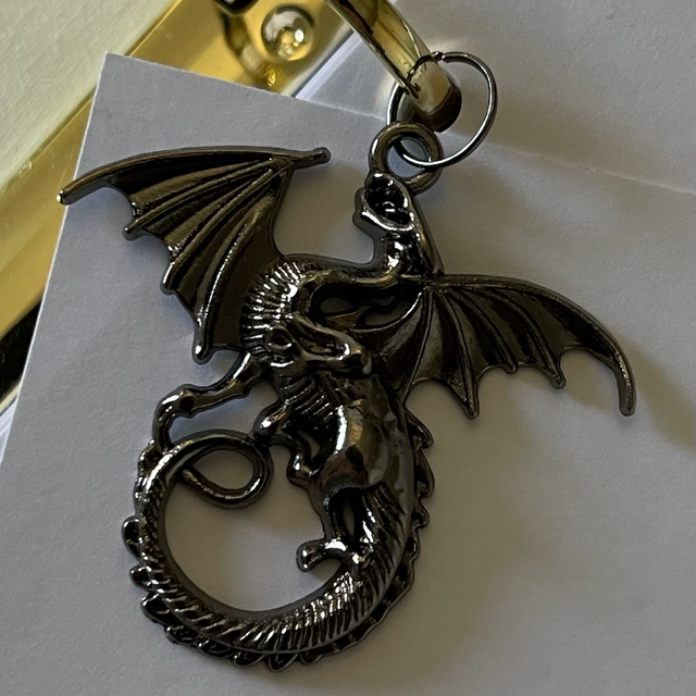 Segnalibro Drago, in metallo (colori: nero, oro, bronzo)