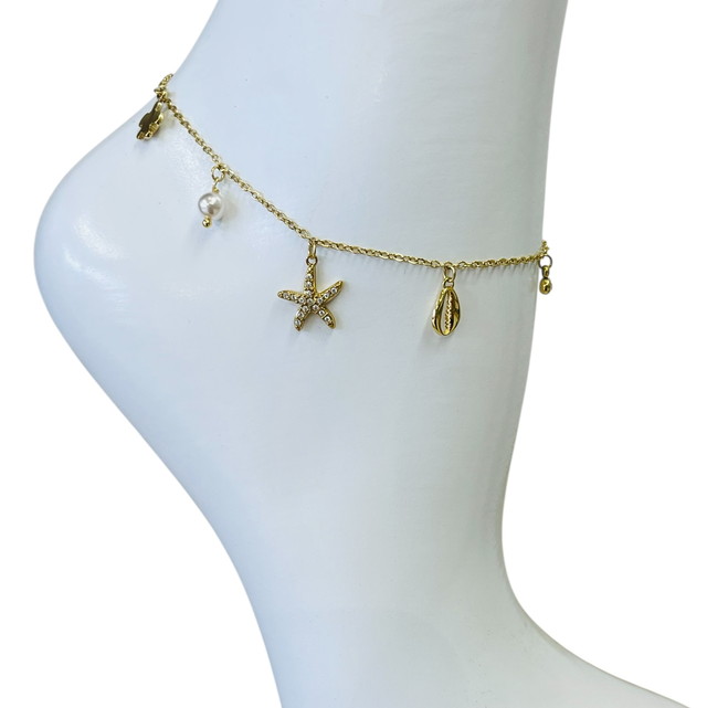 Chaîne de cheville coquillage 