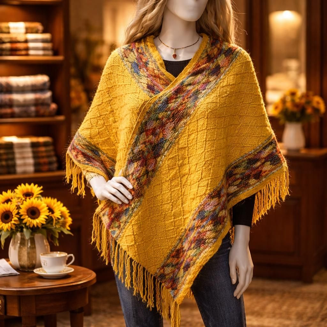 "Jaune ensoleillé" - Poncho 97 cm