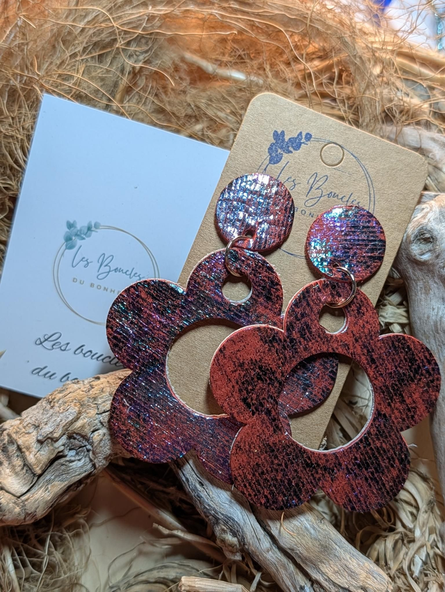 Boucles d'oreilles Sonia bordeaux sa018