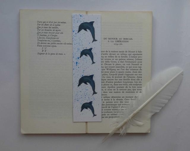 La famille dauphins du marque-page